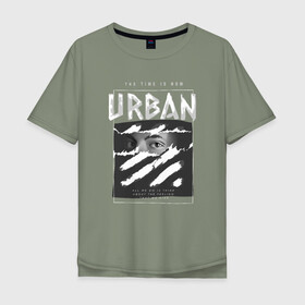 Мужская футболка хлопок Oversize с принтом Black Urban Style , 100% хлопок | свободный крой, круглый ворот, “спинка” длиннее передней части | black | urban | буквы | взгляд | глаза | лицо | минимализм | полосы | рваная | стиль | урбан | урбанистический