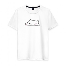 Мужская футболка хлопок с принтом Милый котик , 100% хлопок | прямой крой, круглый вырез горловины, длина до линии бедер, слегка спущенное плечо. | кот | котенок | котик | милый котик | рисунок