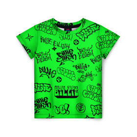 Детская футболка 3D с принтом Billie Eilish graffiti , 100% гипоаллергенный полиэфир | прямой крой, круглый вырез горловины, длина до линии бедер, чуть спущенное плечо, ткань немного тянется | billie | eilish | graffiti | айлиш | билли | граффити | татуировки