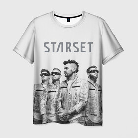 Мужская футболка 3D с принтом Starset Band , 100% полиэфир | прямой крой, круглый вырез горловины, длина до линии бедер | Тематика изображения на принте: logo | rock | starset | лого | рок | старсет