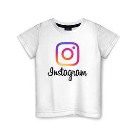 Детская футболка хлопок с принтом Instagram , 100% хлопок | круглый вырез горловины, полуприлегающий силуэт, длина до линии бедер | Тематика изображения на принте: application | instagram | инстаграм | приложение