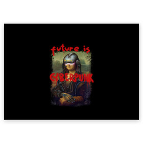 Поздравительная открытка с принтом Cyberpunk Mona Lisa , 100% бумага | плотность бумаги 280 г/м2, матовая, на обратной стороне линовка и место для марки
 | Тематика изображения на принте: 2077 | cyberpunk | cyberpunk 2077 | game | keanu reeves | lisa | mona | samurai | игра | искуство | картина | киану ривз | кибер | киберпанк | киборг | лиза | мона | робот | самураи