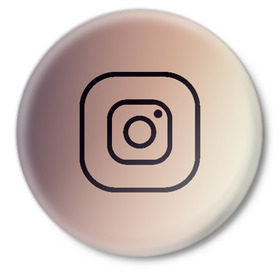 Значок с принтом instagram(simple logo) ,  металл | круглая форма, металлическая застежка в виде булавки | instagram | logo | инстаграм | лого | мягкие цвета | приложение | простая картинка | фотоаппарат | черная картинка | черный | черный значок | черный цвет
