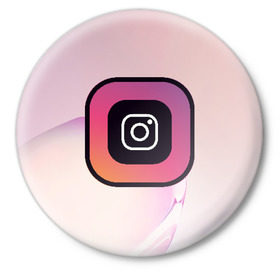 Значок с принтом Instagram(редактируемое лого) ,  металл | круглая форма, металлическая застежка в виде булавки | Тематика изображения на принте: 