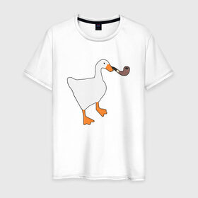 Мужская футболка хлопок с принтом Untitled Goose , 100% хлопок | прямой крой, круглый вырез горловины, длина до линии бедер, слегка спущенное плечо. | evil | game | goose | mem | memes | untitled | гусь | злой | игра | мем | осторожно