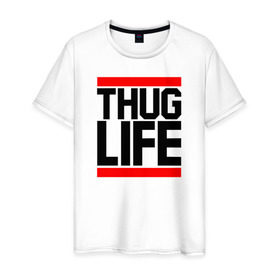Мужская футболка хлопок с принтом THUG LIFE , 100% хлопок | прямой крой, круглый вырез горловины, длина до линии бедер, слегка спущенное плечо. | 2pac | thug life | tupac | tupac shakur | жизнь головореза | тупак | тупак шакур
