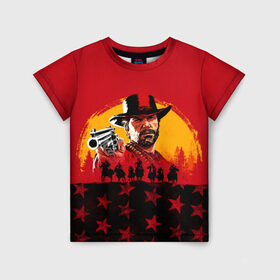 Детская футболка 3D с принтом Red Dead Redemption 2 , 100% гипоаллергенный полиэфир | прямой крой, круглый вырез горловины, длина до линии бедер, чуть спущенное плечо, ткань немного тянется | dead | rdr | rdr2 | red | redemption | артур | банда | бандиты | вестерн | дикий запад | ковбои | морган | сша