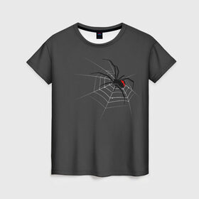 Женская футболка 3D с принтом Паук , 100% полиэфир ( синтетическое хлопкоподобное полотно) | прямой крой, круглый вырез горловины, длина до линии бедер | animal | animals | poison | spider | venom | вдова | животные | каракурт | паук | паутина | паучок | черная | черная вдова | яд