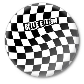 Значок с принтом BILLIE EILISH ,  металл | круглая форма, металлическая застежка в виде булавки | Тематика изображения на принте: bad guy | billie | eilish | ocean eyes | айлиш | билли | девушка | клетка | певица | эйлиш