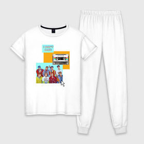 Женская пижама хлопок с принтом Ateez , 100% хлопок | брюки и футболка прямого кроя, без карманов, на брюках мягкая резинка на поясе и по низу штанин | ateez | k pop | корейская группа | музыка | парни