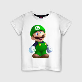 Детская футболка хлопок с принтом Luigi`s Mansion , 100% хлопок | круглый вырез горловины, полуприлегающий силуэт, длина до линии бедер | game | luigis mansion | mario | nintendo | видеоигра | игра | луиджи | марио | привидение | призрак