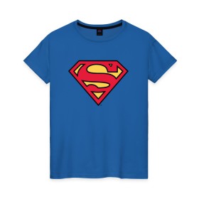 Женская футболка хлопок с принтом Superman logo , 100% хлопок | прямой крой, круглый вырез горловины, длина до линии бедер, слегка спущенное плечо | clark kent | superman | кларк кент | супермен | супермэн