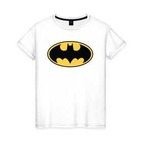Женская футболка хлопок с принтом Batman logo , 100% хлопок | прямой крой, круглый вырез горловины, длина до линии бедер, слегка спущенное плечо | bat man | batman | batman comics | caped crusader | comics | dark knight | бетмен | брюс уэйн | бэт мен | бэтмен | тёмный рыцарь