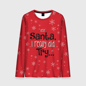 Мужской лонгслив 3D с принтом Dear Santa , 100% полиэстер | длинные рукава, круглый вырез горловины, полуприлегающий силуэт | santa | дед мороз | каникулы | мороз | новогодний свитер | новый год | оливье | праздник | рождество | санта клаус | свитер новогодний | снег | снегурочка | снежинки