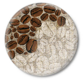 Значок с принтом Кофейные зёрна (вышивка) ,  металл | круглая форма, металлическая застежка в виде булавки | brown | coffee | coffee beans | drink. | embroidery | grains | вышивка | зёрна | коричневый | кофе | кофейные зёрна | напитки | напиток