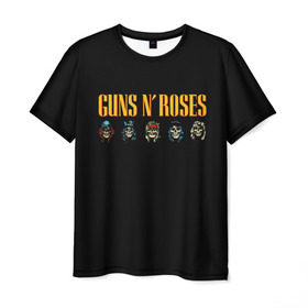 Мужская футболка 3D с принтом Guns n roses , 100% полиэфир | прямой крой, круглый вырез горловины, длина до линии бедер | Тематика изображения на принте: axl rose | geffen records | gnr | guns | rock | roses | slash | гансы | пистолеты | розы | рок | слеш | эксл роуз