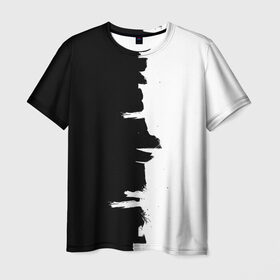 Мужская футболка 3D с принтом Черным по белому , 100% полиэфир | прямой крой, круглый вырез горловины, длина до линии бедер | black | white | белый | инь | чб | черный | янь