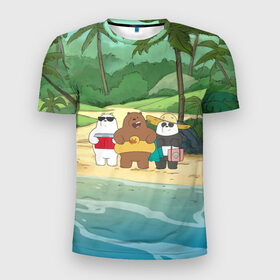 Мужская футболка 3D спортивная с принтом Bears on the beach , 100% полиэстер с улучшенными характеристиками | приталенный силуэт, круглая горловина, широкие плечи, сужается к линии бедра | baby bears | bare bears | charle and bears | dsgngerzen | grizz | iсebear | panda | panpan | selfie panpan | vdgerir | we bare bears | вся правда о медведях