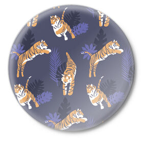 Значок с принтом Тигриный прайд ,  металл | круглая форма, металлическая застежка в виде булавки | lion | tiger | гепард | дикие кошки | животные | кот | кошки | лев | пантера | тигр | тигры