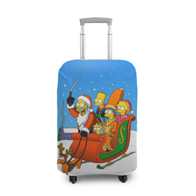 Чехол для чемодана 3D с принтом Simpsons New Year , 86% полиэфир, 14% спандекс | двустороннее нанесение принта, прорези для ручек и колес | bart | christmas | family | homer | lisa | maggie | marge | new | santa | simpson | simpsons | snow | thesimpsons | xmas | year | барт | гомер | лиза | мардж | мегги | санта | семья | симпсоны