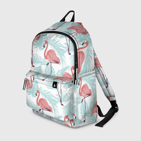 Рюкзак 3D с принтом Тропический арт , 100% полиэстер | лямки с регулируемой длиной, сверху петелька, чтобы рюкзак можно было повесить на вешалку. Основное отделение закрывается на молнию, как и внешний карман. Внутри два дополнительных кармана, один из которых закрывается на молнию. По бокам два дополнительных кармашка | animal | bird | flamingo | pink | pnik flamingo | животные | птицы | розовый | розовый фламинго | фламинго
