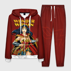 Мужской костюм 3D с принтом Wonder Woman , 100% полиэстер | Манжеты и пояс оформлены тканевой резинкой, двухслойный капюшон со шнурком для регулировки, карманы спереди | dc comics | justice league | shtatjl | superhero | wonder woman | лига справедливости | чудо женщина