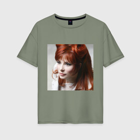 Женская футболка хлопок Oversize с принтом Mylene Farmer , 100% хлопок | свободный крой, круглый ворот, спущенный рукав, длина до линии бедер
 | певица