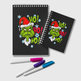 Блокнот с принтом Grinch Face No! No! No! , 100% бумага | 48 листов, плотность листов — 60 г/м2, плотность картонной обложки — 250 г/м2. Листы скреплены удобной пружинной спиралью. Цвет линий — светло-серый
 | Тематика изображения на принте: christmas | claus | grinch stole | how the | jingle | merry | santa | гринч | гуманоид | диккенс | ктоград | олени | рождество | снежинки | чарльз