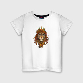 Детская футболка хлопок с принтом Король Лев , 100% хлопок | круглый вырез горловины, полуприлегающий силуэт, длина до линии бедер | голова животного | король лев | корона | лев | рисунок