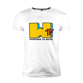 Мужская футболка премиум с принтом WTF happened to music , 92% хлопок, 8% лайкра | приталенный силуэт, круглый вырез ворота, длина до линии бедра, короткий рукав | mtv | music | tv | wtf | логотип | музыка | тв