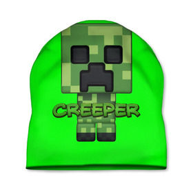 Шапка 3D с принтом MINECRAFT CREEPER , 100% полиэстер | универсальный размер, печать по всей поверхности изделия | game | minecraft | блоки | игра | квадраты | компьютерная игра | крипер | майнкрафт