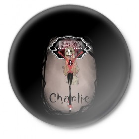 Значок с принтом Hazbin Hotel. Charlie ,  металл | круглая форма, металлическая застежка в виде булавки | Тематика изображения на принте: 