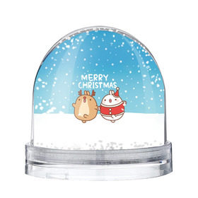Снежный шар с принтом Molang. Merry Christmas , Пластик | Изображение внутри шара печатается на глянцевой фотобумаге с двух сторон | chicken | christmas | deer | korea | molang | newyear | piupiu | rabbit | smow | snowflakes | winter | год | зима | корея | кролик | моланг | новый | олень | пиу | рождество | снег | снежинка