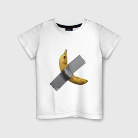 Детская футболка хлопок с принтом  Банан за 120 тысяч долларов , 100% хлопок | круглый вырез горловины, полуприлегающий силуэт, длина до линии бедер | art basel | banan | mem | memas | meme | мем | мемас | мемчик