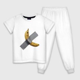 Детская пижама хлопок с принтом Банан за 120 тысяч долларов , 100% хлопок |  брюки и футболка прямого кроя, без карманов, на брюках мягкая резинка на поясе и по низу штанин
 | art basel | banan | mem | memas | meme | мем | мемас | мемчик