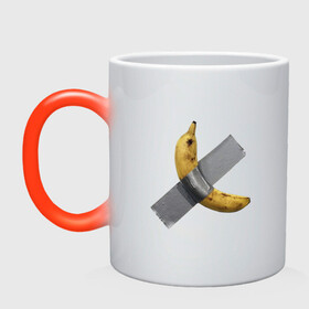 Кружка хамелеон с принтом  Банан за 120 тысяч долларов , керамика | меняет цвет при нагревании, емкость 330 мл | art basel | banan | mem | memas | meme | мем | мемас | мемчик