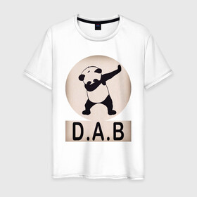 Мужская футболка хлопок с принтом DAB Panda , 100% хлопок | прямой крой, круглый вырез горловины, длина до линии бедер, слегка спущенное плечо. | best | dab | dabbig | dance | freedom | hip hop | music | panda | rap | даб | даббинг | животные | крутой | лучший | медведь | музыка | панда | рэп | рэпер | свобода | танец | хип хоп
