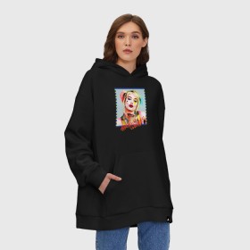 Худи SuperOversize хлопок с принтом Harley Quinn XX , 70% хлопок, 30% полиэстер, мягкий начес внутри | карман-кенгуру, эластичная резинка на манжетах и по нижней кромке, двухслойный капюшон
 | birds of prey | harley quinn | марго робби | потрясающая история харли квин | харли квин | хищные птицы