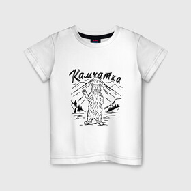 Детская футболка хлопок с принтом Камчатка , 100% хлопок | круглый вырез горловины, полуприлегающий силуэт, длина до линии бедер | камчатка | медведь | природа | путешествие | путешествие по россии