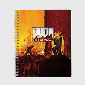 Тетрадь с принтом DOOM eternal 2020 , 100% бумага | 48 листов, плотность листов — 60 г/м2, плотность картонной обложки — 250 г/м2. Листы скреплены сбоку удобной пружинной спиралью. Уголки страниц и обложки скругленные. Цвет линий — светло-серый
 | 2020 | dom | doom | eternal | fortnite | pubg | дом | дум | дуум | пабг | пубг | фортнайт