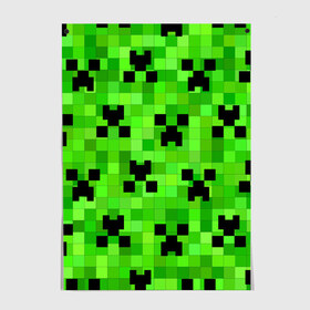 Постер с принтом MINECRAFT , 100% бумага
 | бумага, плотность 150 мг. Матовая, но за счет высокого коэффициента гладкости имеет небольшой блеск и дает на свету блики, но в отличии от глянцевой бумаги не покрыта лаком | Тематика изображения на принте: block | criper | cube | minecraft | pixel | блок | геометрия | крафт | крипер | кубики | майнкрафт | пиксели