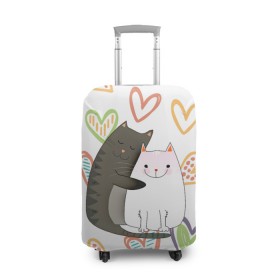 Чехол для чемодана 3D с принтом Сладкая парочка , 86% полиэфир, 14% спандекс | двустороннее нанесение принта, прорези для ручек и колес | 14 февраля | 8 марта | валентинов день | верность | влюбленность | влюбленные | вместе навсегда | двое | девичник | девушке | кот | коты | кошка | кошки | любимая | любимый | люблю | люблю тебя | мы с то