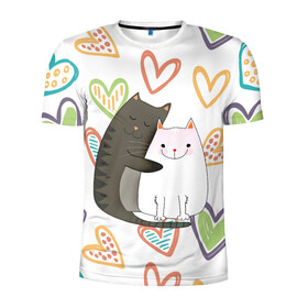 Мужская футболка 3D спортивная с принтом Сладкая парочка , 100% полиэстер с улучшенными характеристиками | приталенный силуэт, круглая горловина, широкие плечи, сужается к линии бедра | 14 февраля | 8 марта | валентинов день | верность | влюбленность | влюбленные | вместе навсегда | двое | девичник | девушке | кот | коты | кошка | кошки | любимая | любимый | люблю | люблю тебя | мы с то