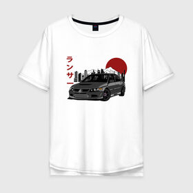 Мужская футболка хлопок Oversize с принтом Mitsubishi Lancer Evolution IX , 100% хлопок | свободный крой, круглый ворот, “спинка” длиннее передней части | 