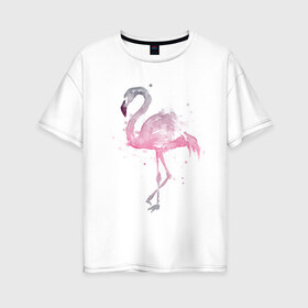Женская футболка хлопок Oversize с принтом Flamingo , 100% хлопок | свободный крой, круглый ворот, спущенный рукав, длина до линии бедер
 | абстракция | акварель | арт | градиент | животные | минимализм | птицы | фламинго | экзотика | экзотические животные | экзотические птицы