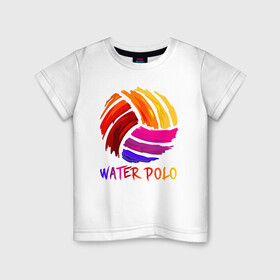 Детская футболка хлопок с принтом Мяч для водного поло , 100% хлопок | круглый вырез горловины, полуприлегающий силуэт, длина до линии бедер | polo | water polo | вода | водное поло | водный спорт | плавание | пловец | поло | спорт