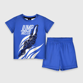 Детский костюм с шортами 3D с принтом Jump master ,  |  | cliff diving | dive | diving | swimming | плавание | прыжки в воду | спорт