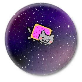 Значок с принтом Nyan Cat ,  металл | круглая форма, металлическая застежка в виде булавки | Тематика изображения на принте: cat | meme | nyan cat | space | youtube | животное | звезды | интернет | космос | кошка | мем | прикол | радуга | юмор | ютуб