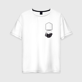 Женская футболка хлопок Oversize с принтом Кот , 100% хлопок | свободный крой, круглый ворот, спущенный рукав, длина до линии бедер
 | забавная | карман | кот