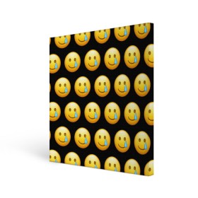Холст квадратный с принтом New Emoji , 100% ПВХ |  | crying | emoji | smile | smiling face with tear | tear | плачущий | слеза | смайлик | улыбка | эмодзи
